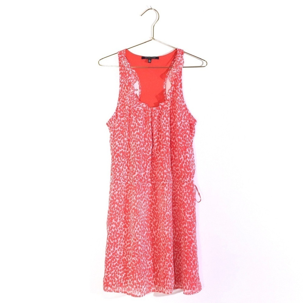 Crimson Coast Red-Orange Dot Dress with Tie L